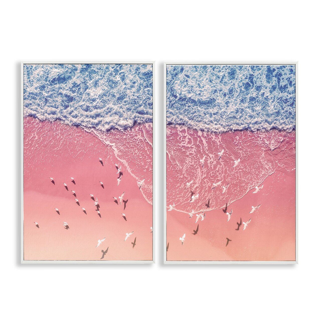 Stupell Industries Minimalist Aerial Beach 2 pc Framed Giclee Wall Art Set Design by Nataly White